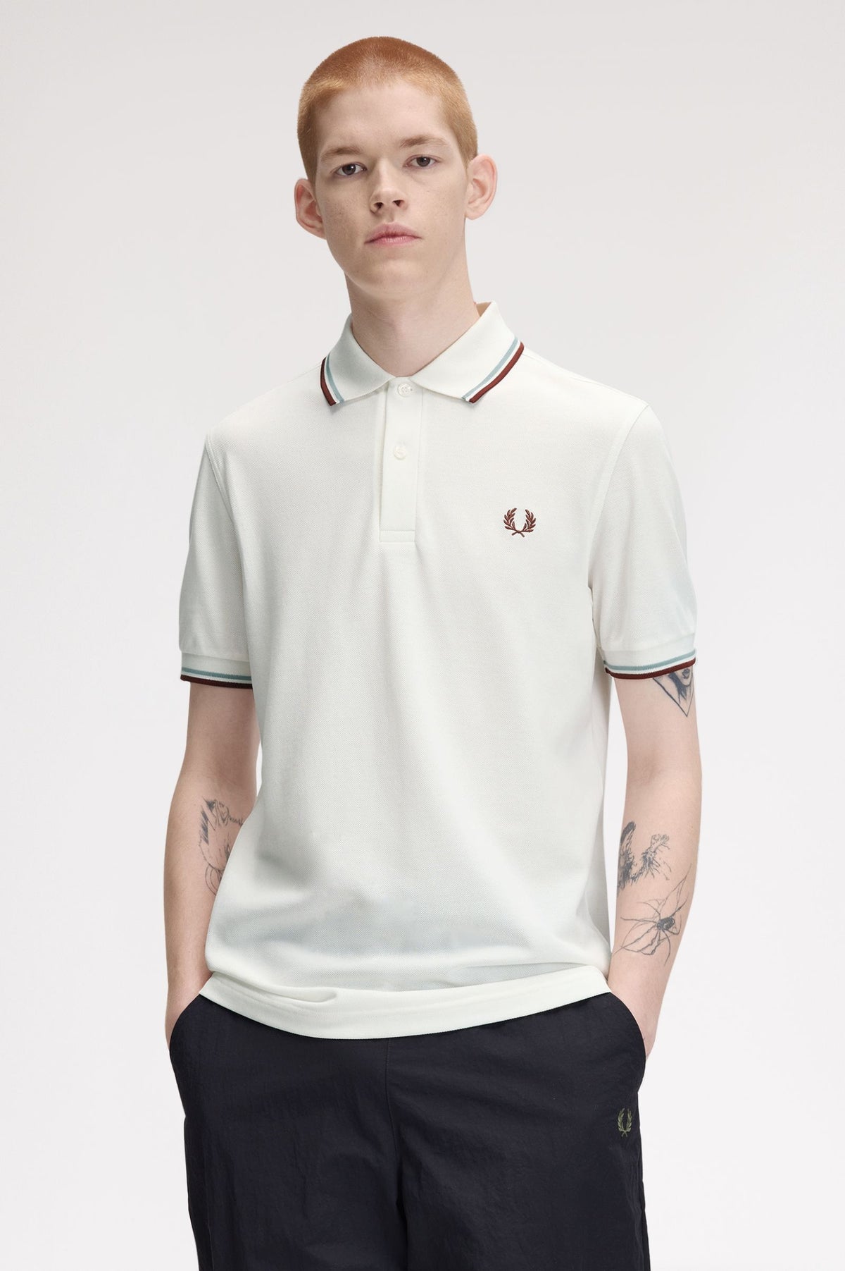 Fred Perry Polo M3600 Snow White / Silver Blue / Brandy