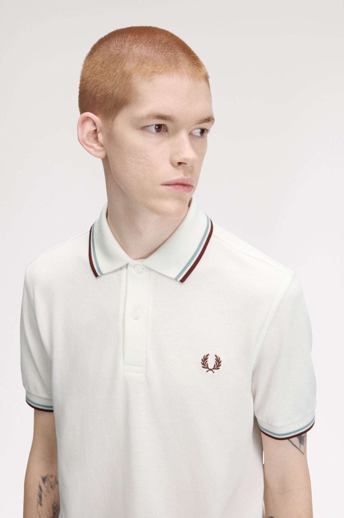 Fred Perry Polo M3600 Snow White / Silver Blue / Brandy