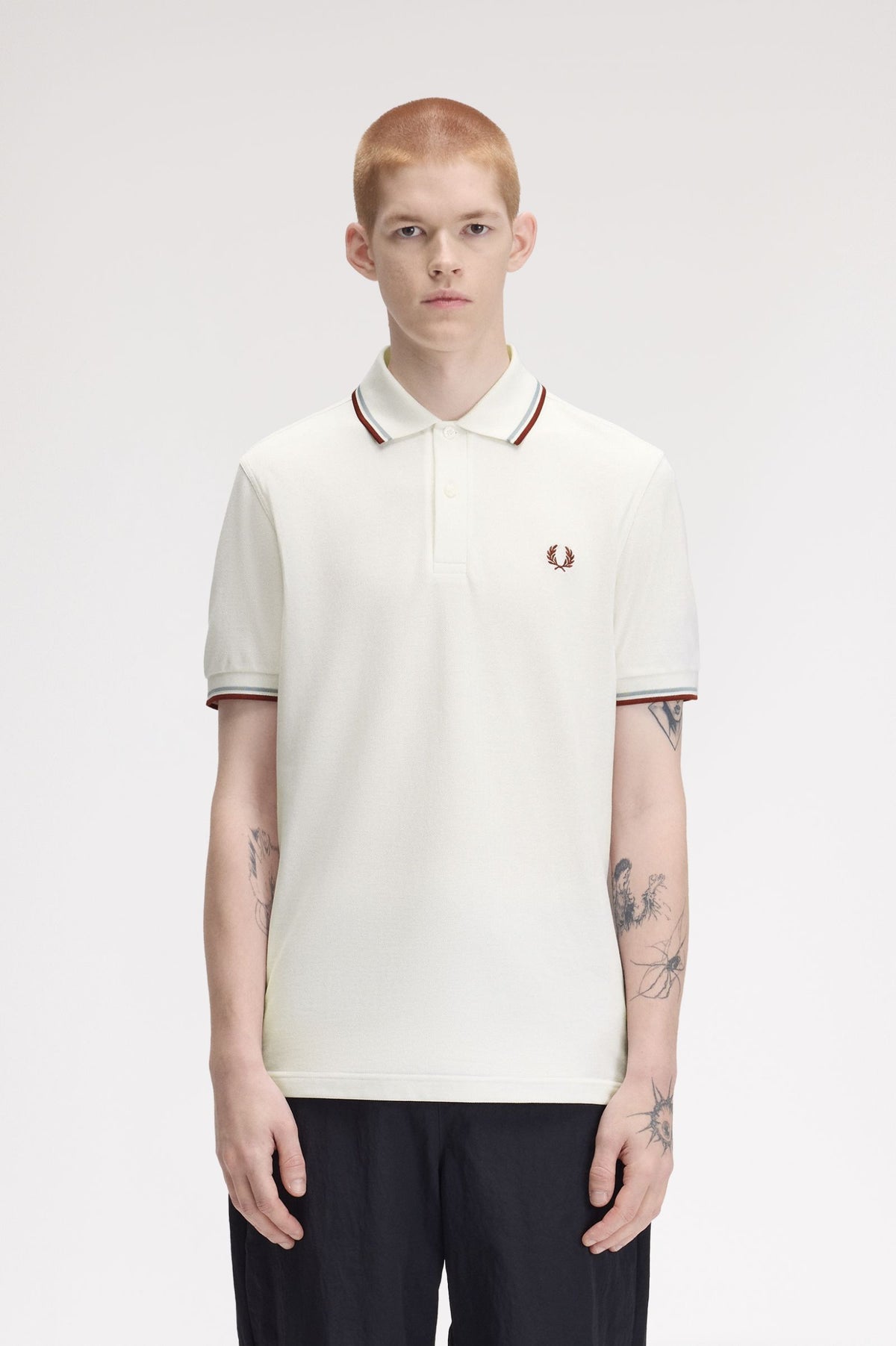 Fred Perry Polo M3600 Snow White / Silver Blue / Brandy
