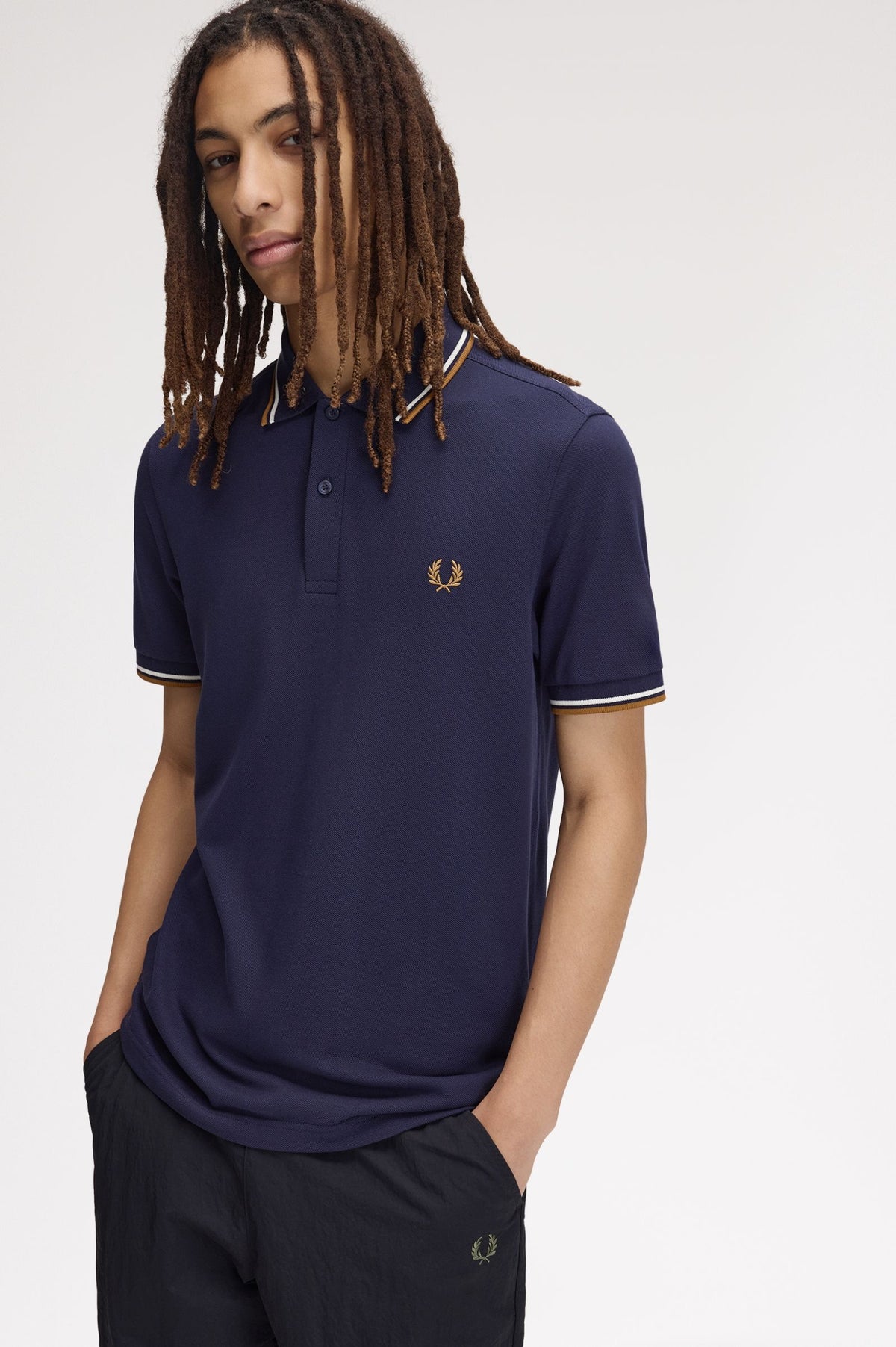 Fred Perry Polo M3600 Twillight Navy / Snow White / Dark Caramel