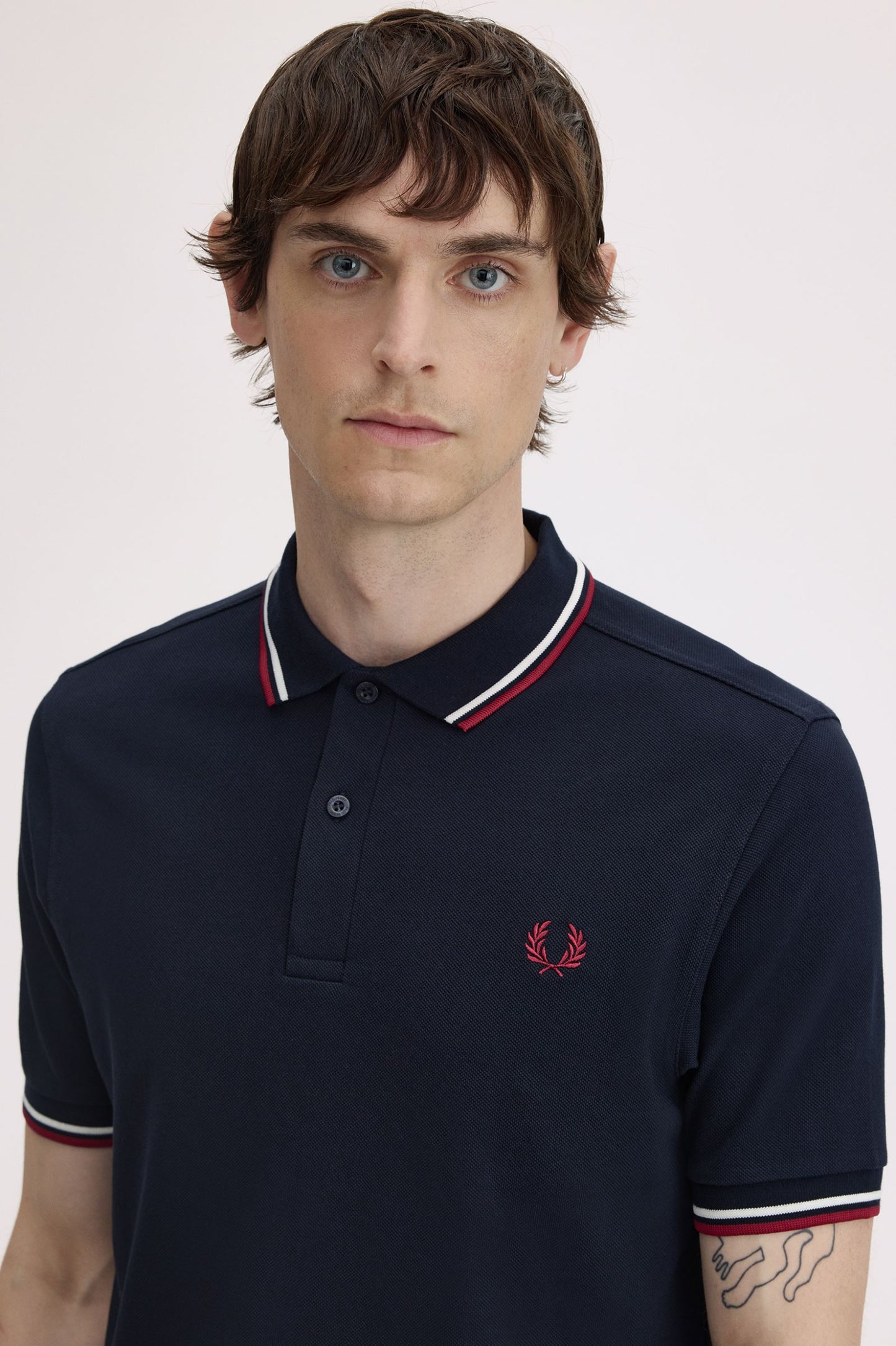 Fred Perry Polo M3600 Navy / Snowwhite / Burnt Red