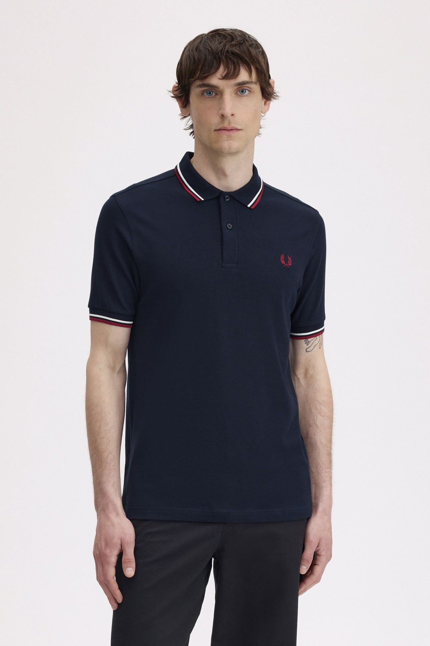 Fred Perry Polo M3600 Navy / Snowwhite / Burnt Red