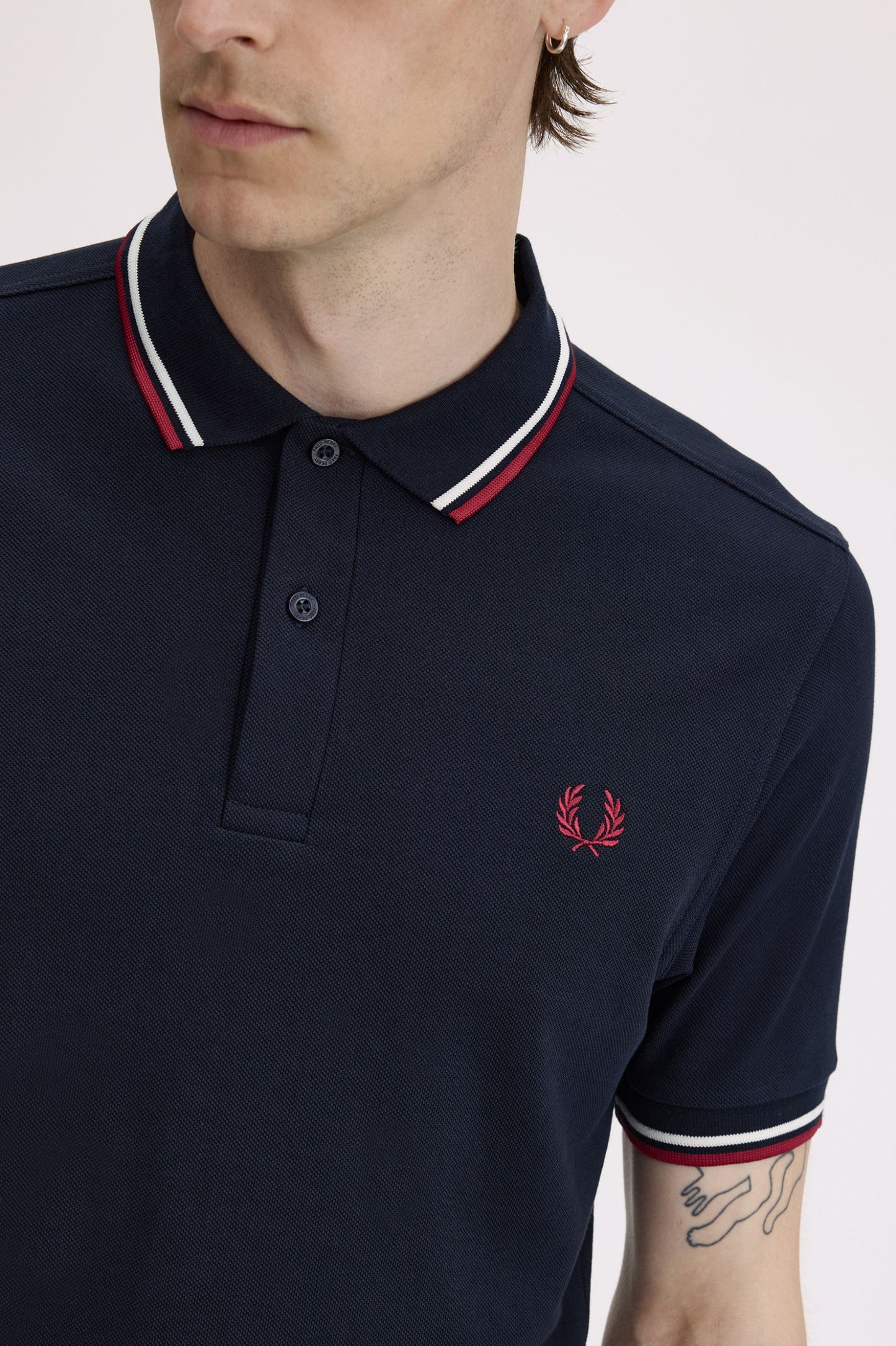 Fred Perry Polo M3600 Navy / Snowwhite / Burnt Red