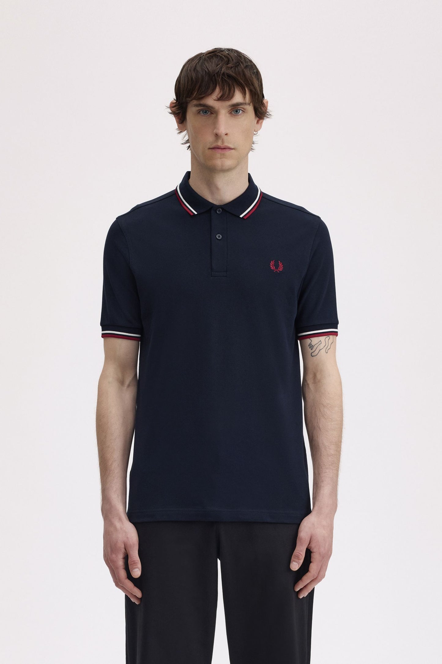 Fred Perry Polo M3600 Navy / Snowwhite / Burnt Red