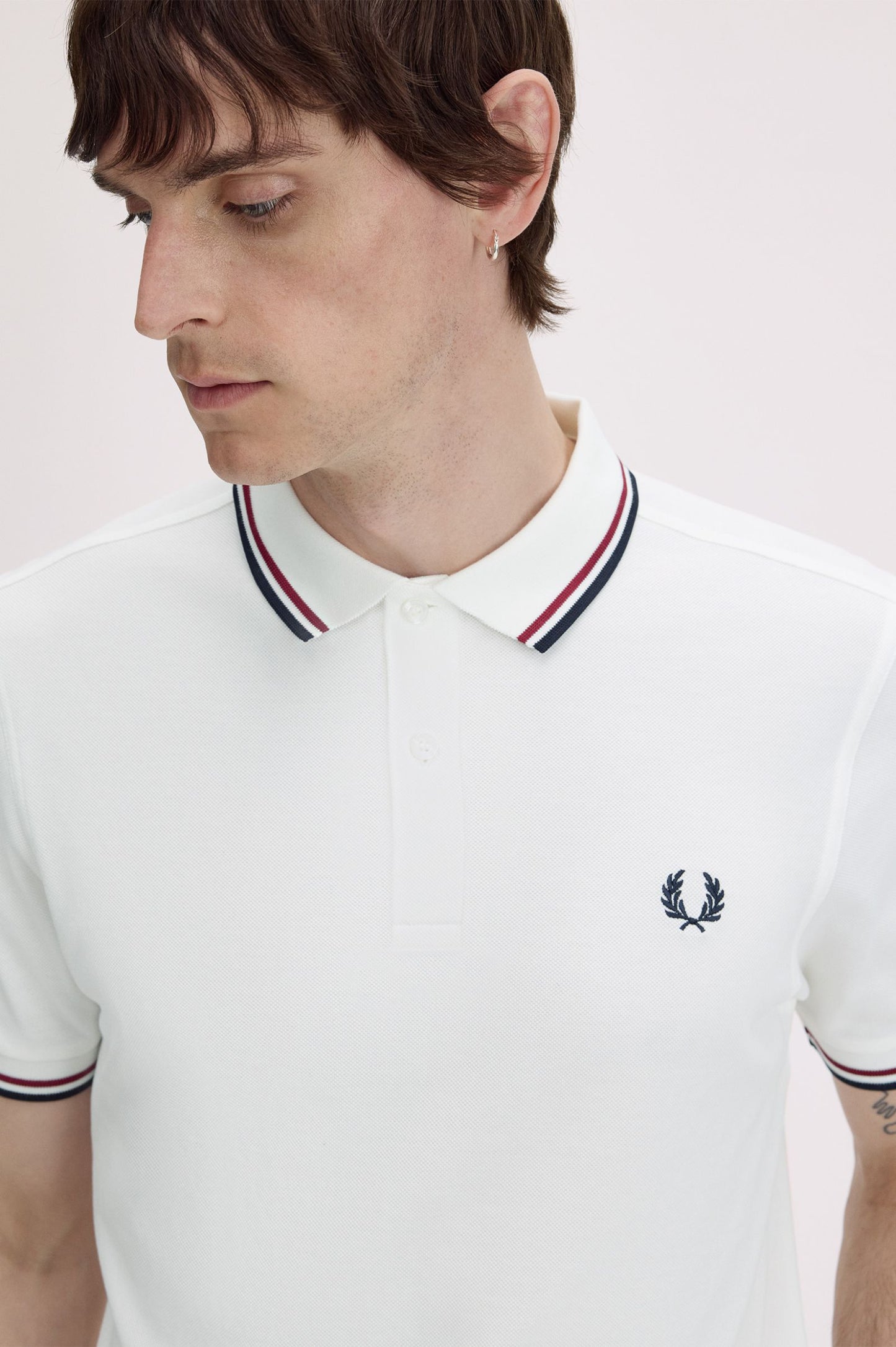 Fred Perry Polo M3600 Snow White / Burned Red / Navy