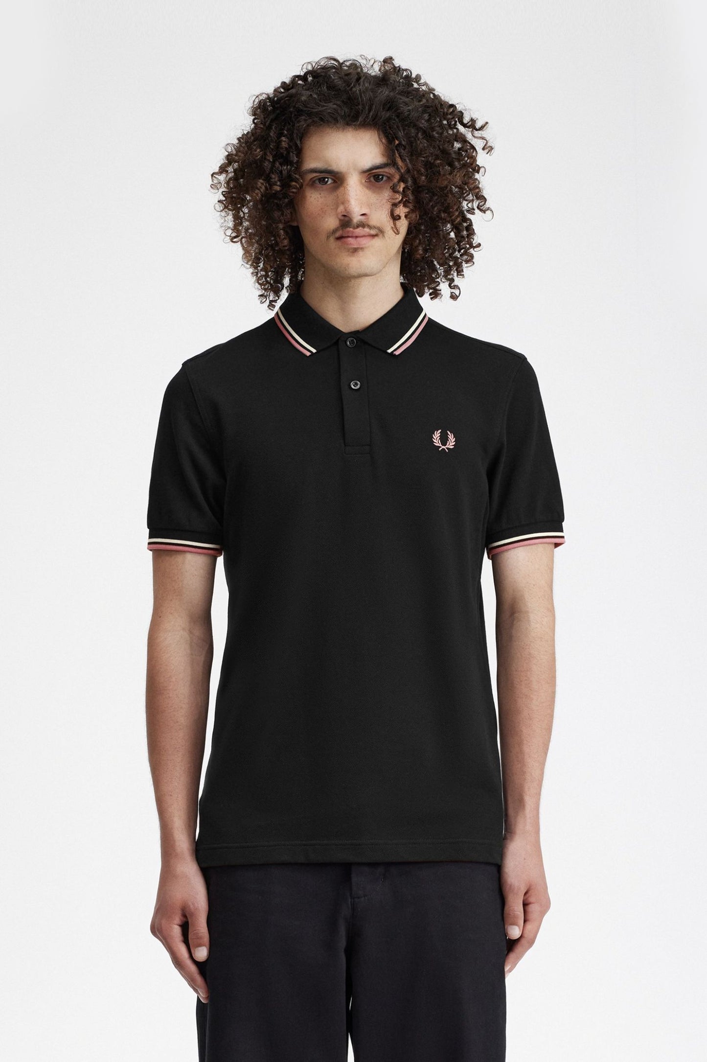 Fred Perry Polo M3600 Black / Ecru / Dustrose