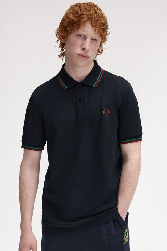 Fred Perry Polo M3600 Navy / Sportgreen / Burned Red