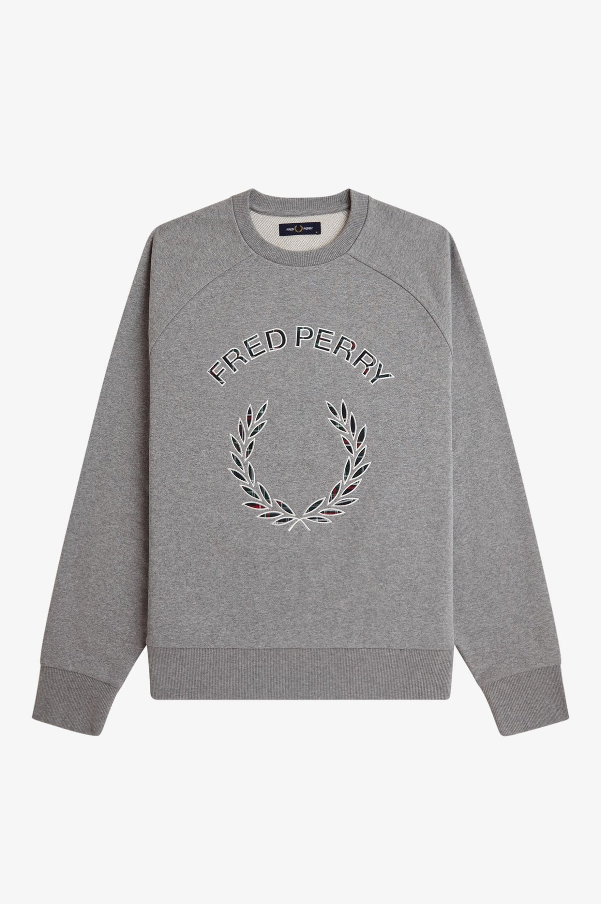 Fred Perry Tartan Appliqué Sweatshirt Steel Marl