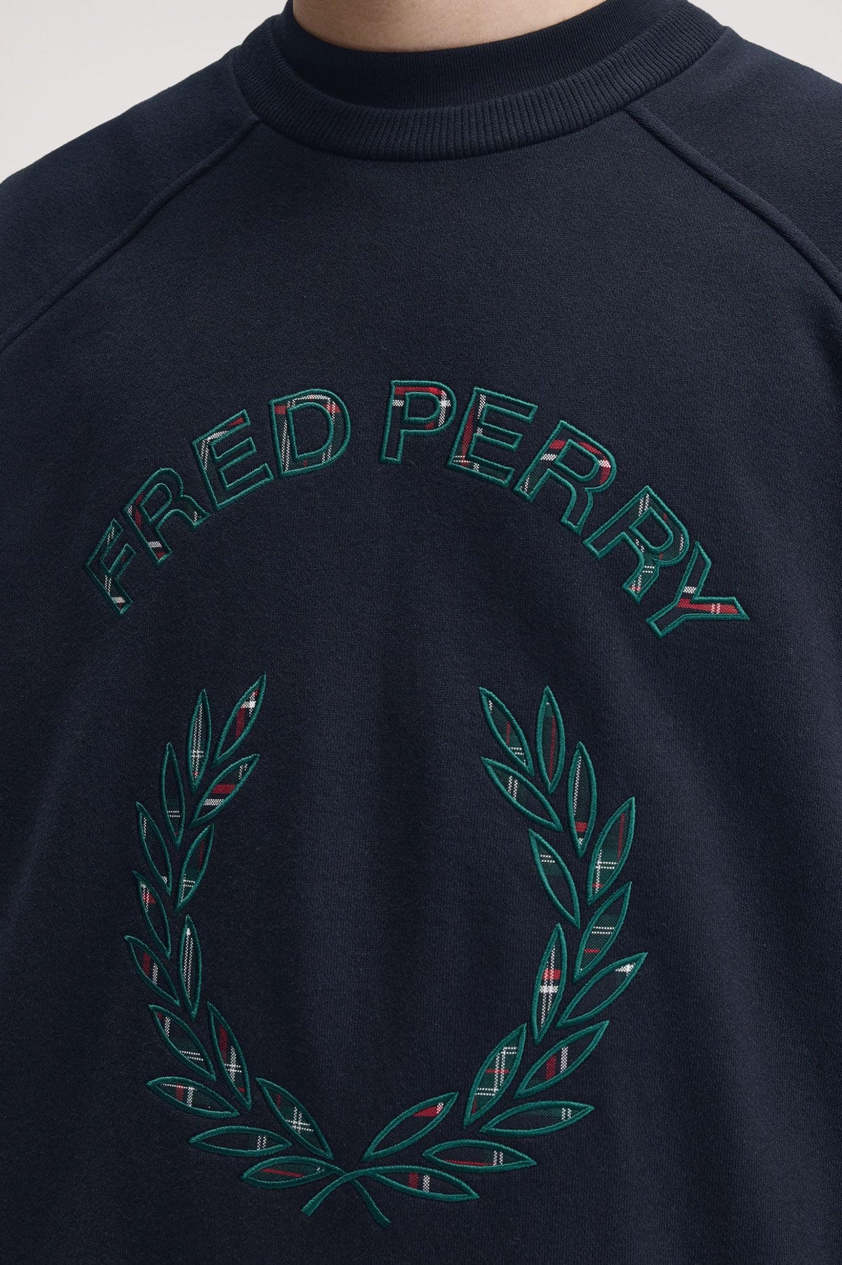 Fred Perry Tartan Appliqué Sweatshirt Navy