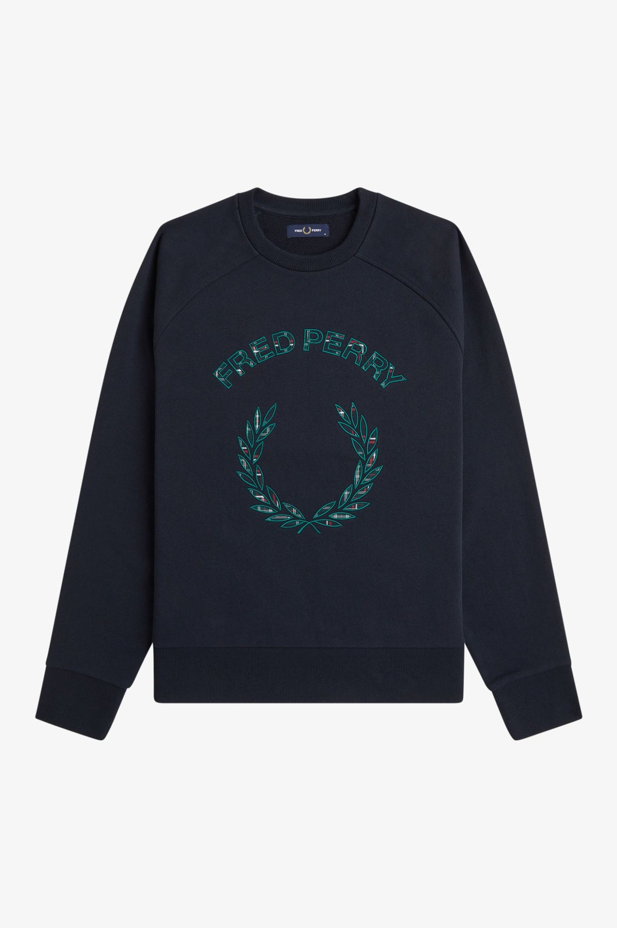 Fred Perry Tartan Appliqué Sweatshirt Navy