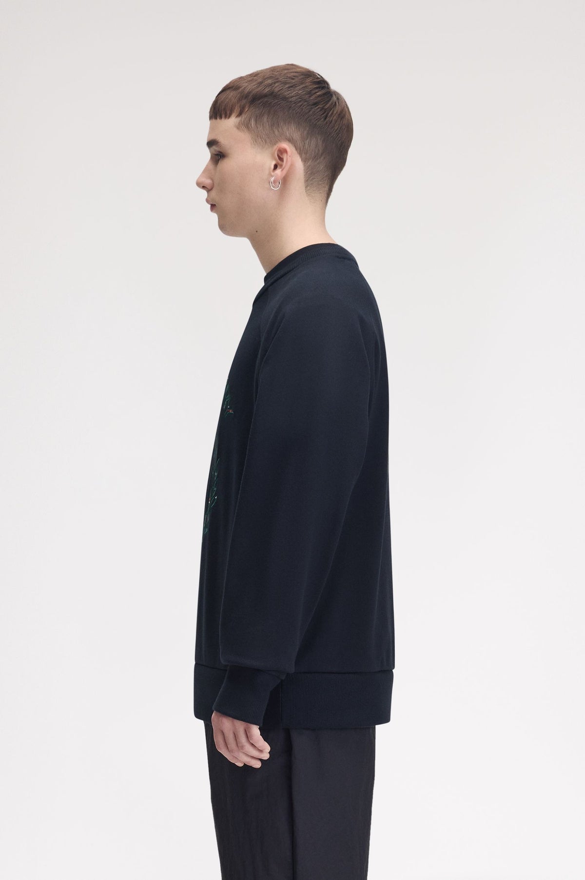 Fred Perry Tartan Appliqué Sweatshirt Navy