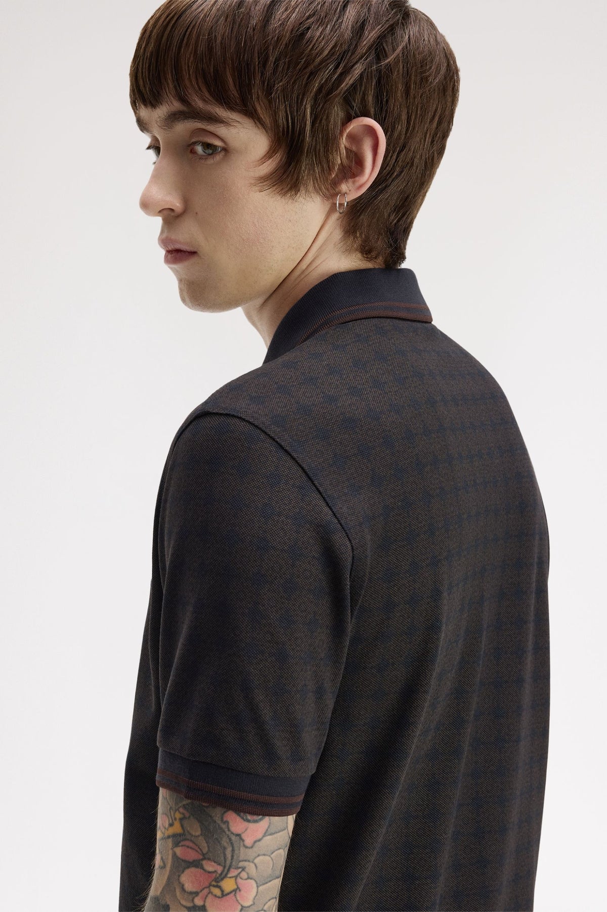 Fred Perry Floral Print Fred Perry Shirt Navy