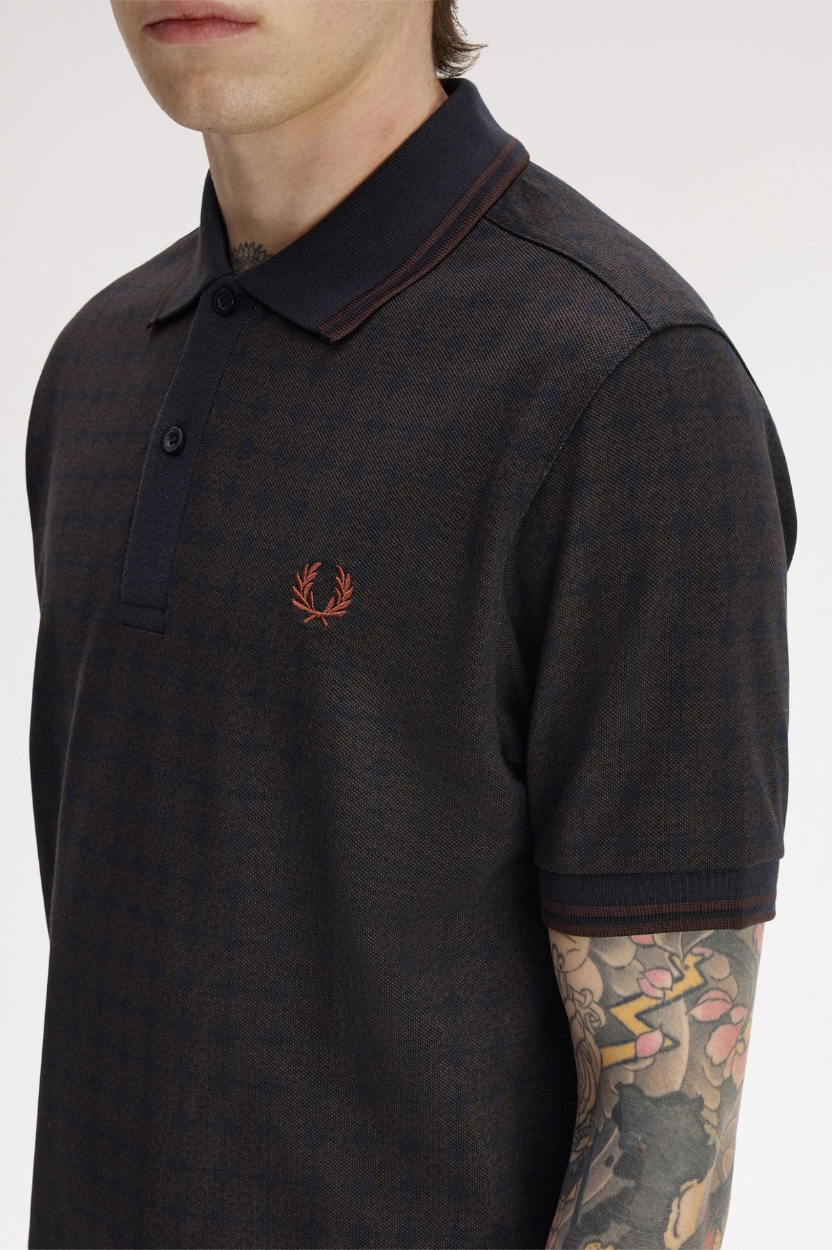 Fred Perry Floral Print Fred Perry Shirt Navy