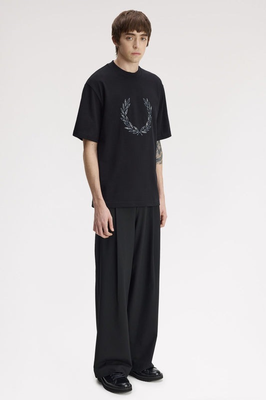 Fred Perry Tartan Appliqué T-Shirt Black