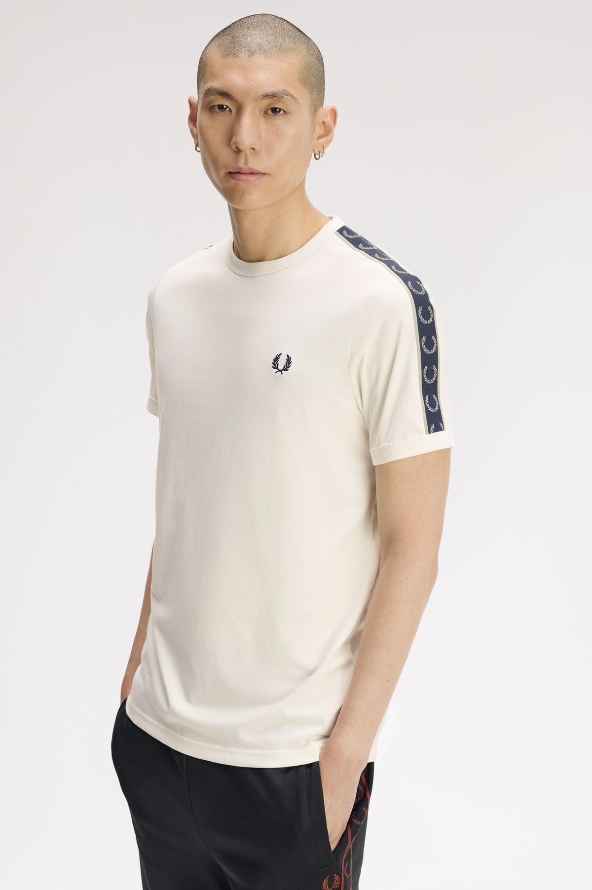 Fred Perry Contrast Tape Ringer T-Shirt Ecru