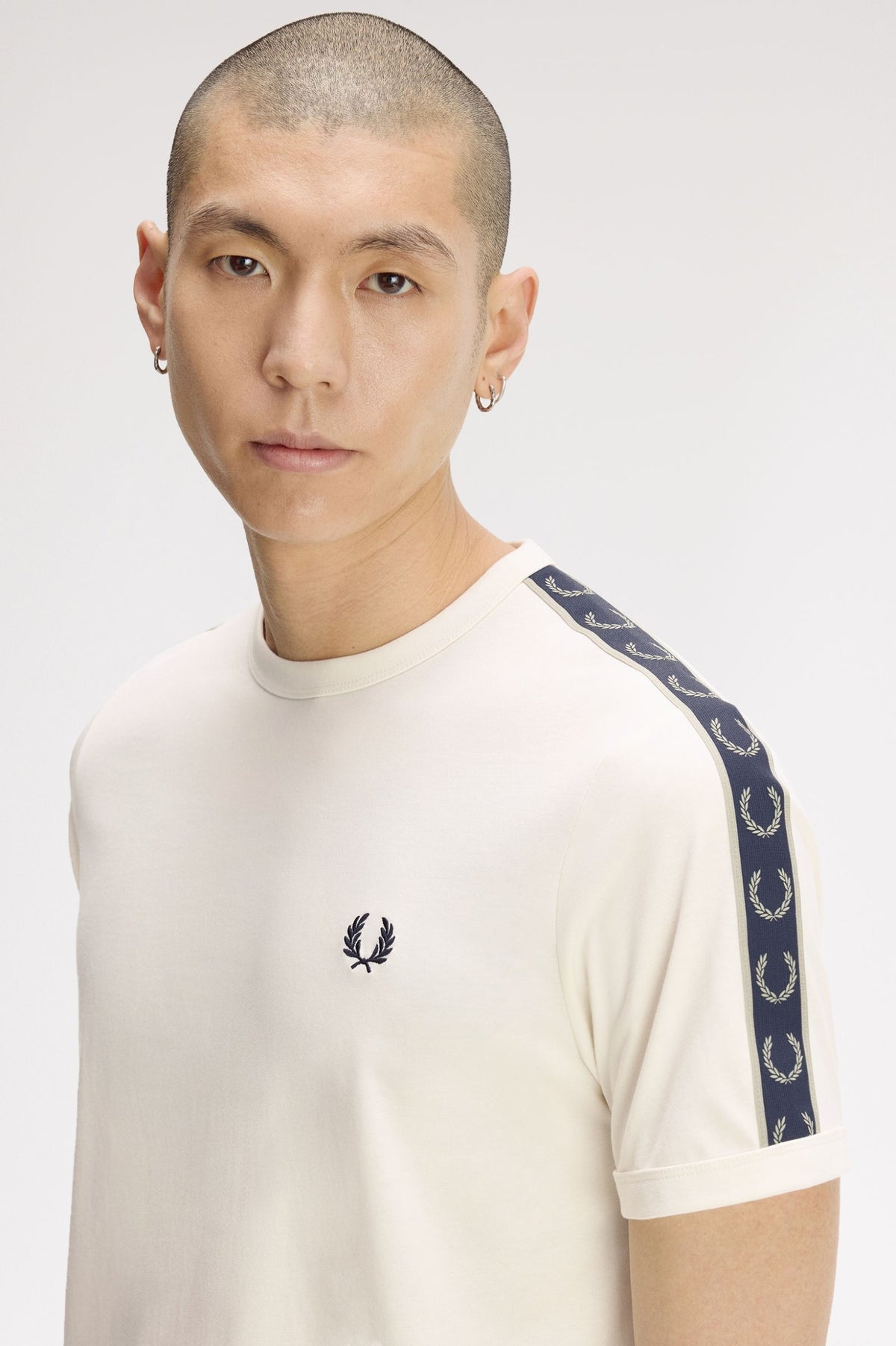 Fred Perry Contrast Tape Ringer T-Shirt Ecru
