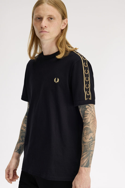 Fred Perry Contrast Tape Ringer T-Shirt Blacke / Champagne