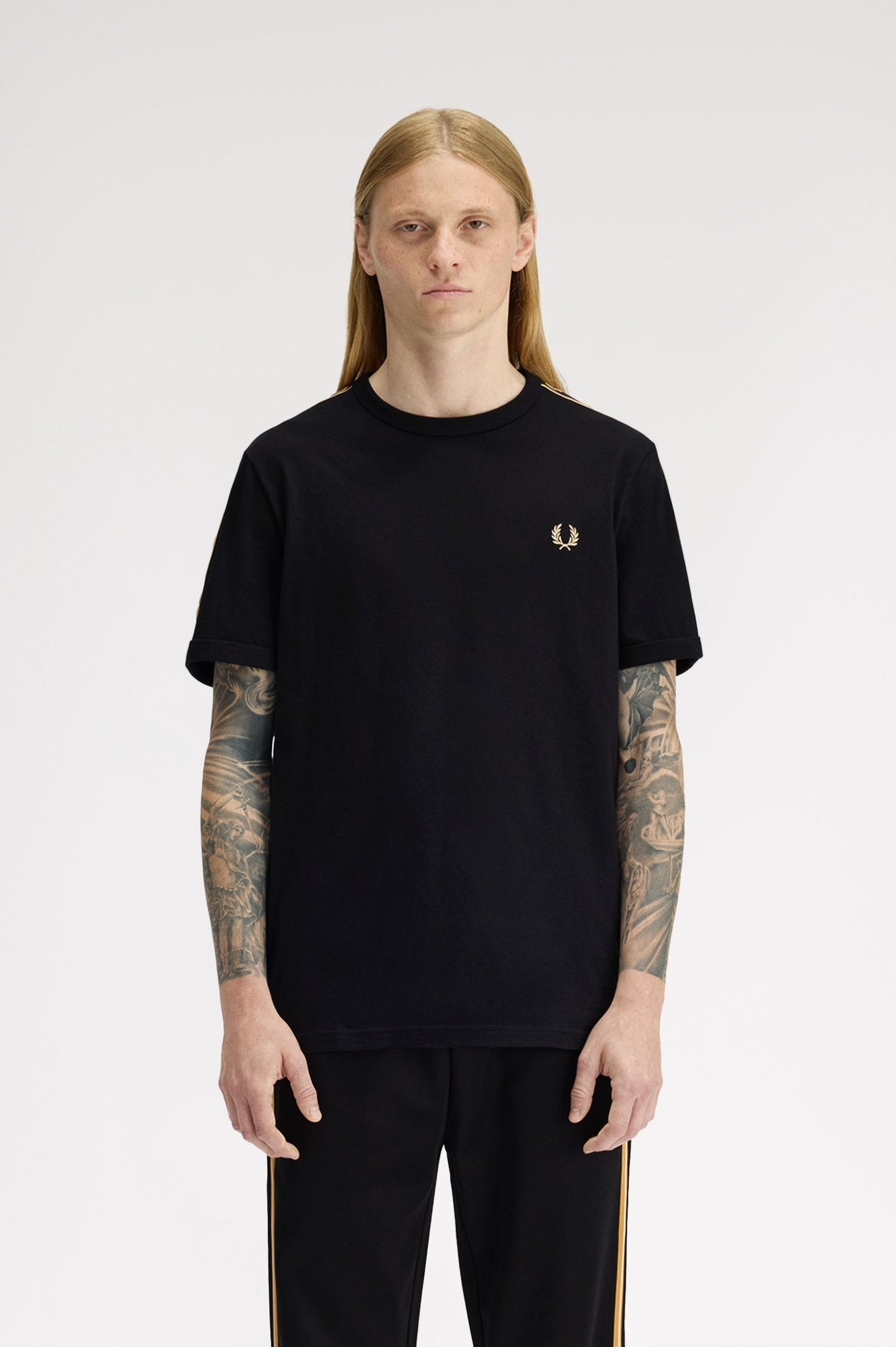 Fred Perry Contrast Tape Ringer T-Shirt Blacke / Champagne