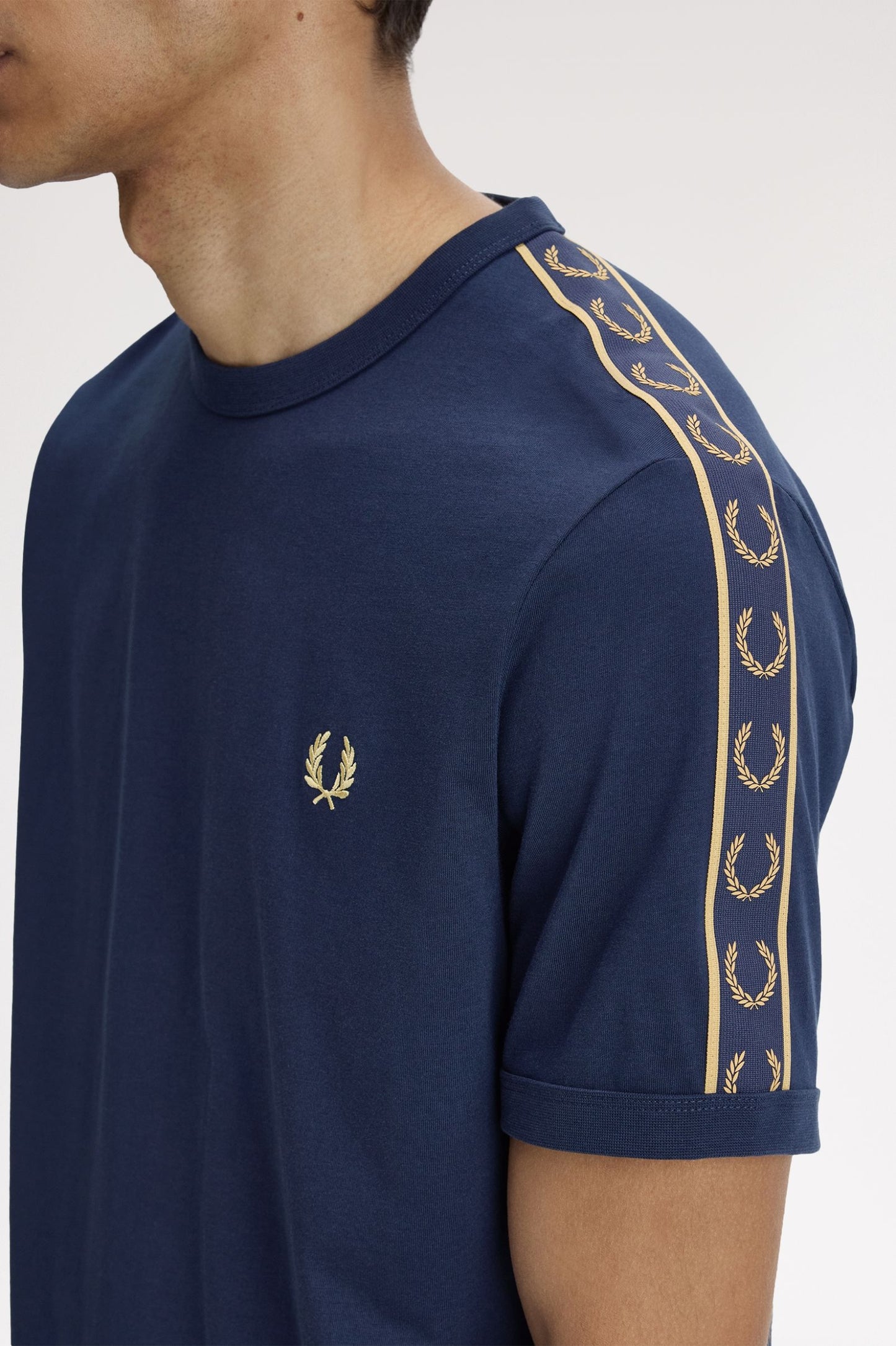 Fred Perry Contrast Tape Ringer T-Shirt Tennis Blue / Champagne