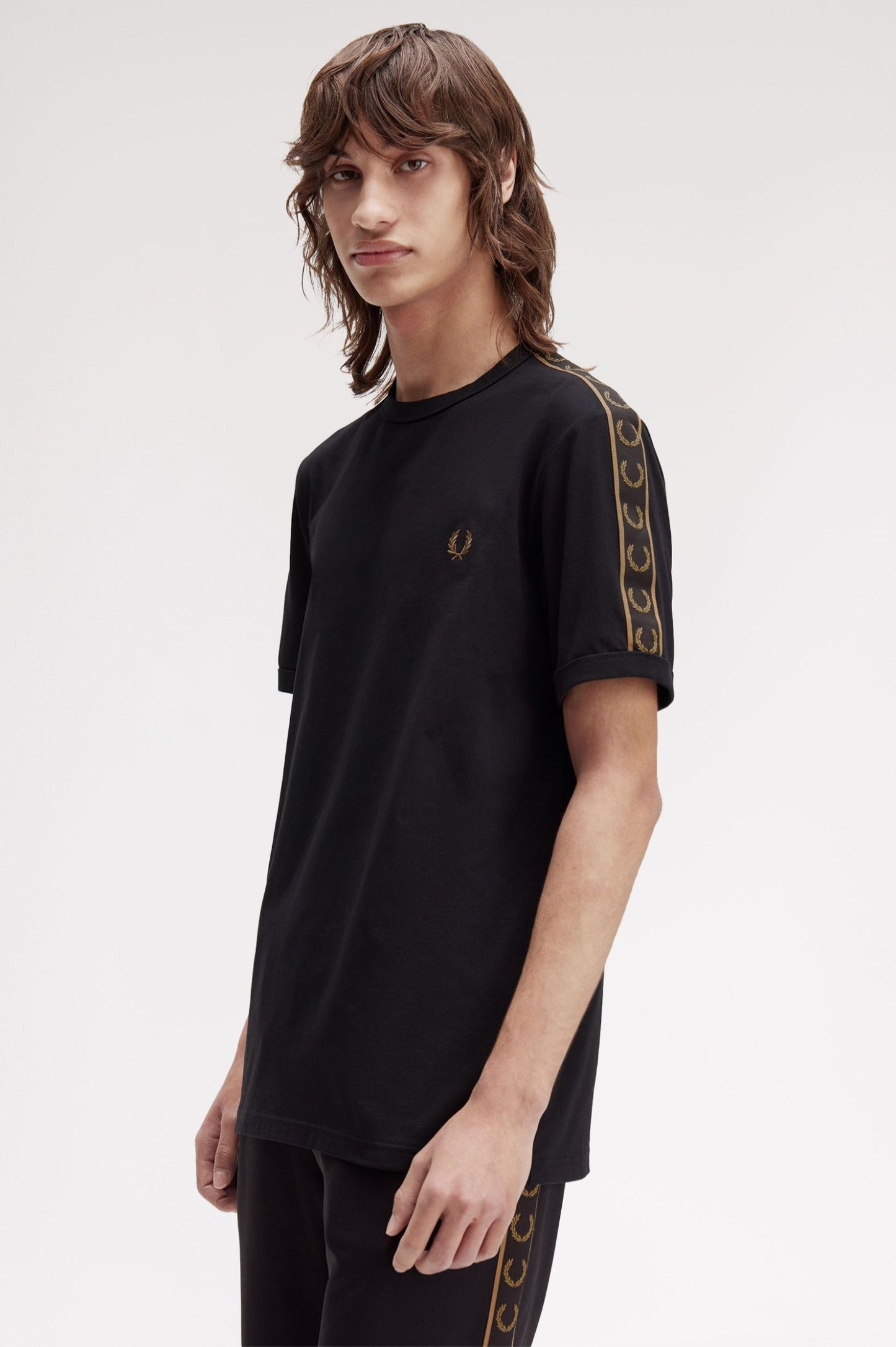 Fred Perry Contrast Tape Ringer T-Shirt Black / Shadestone