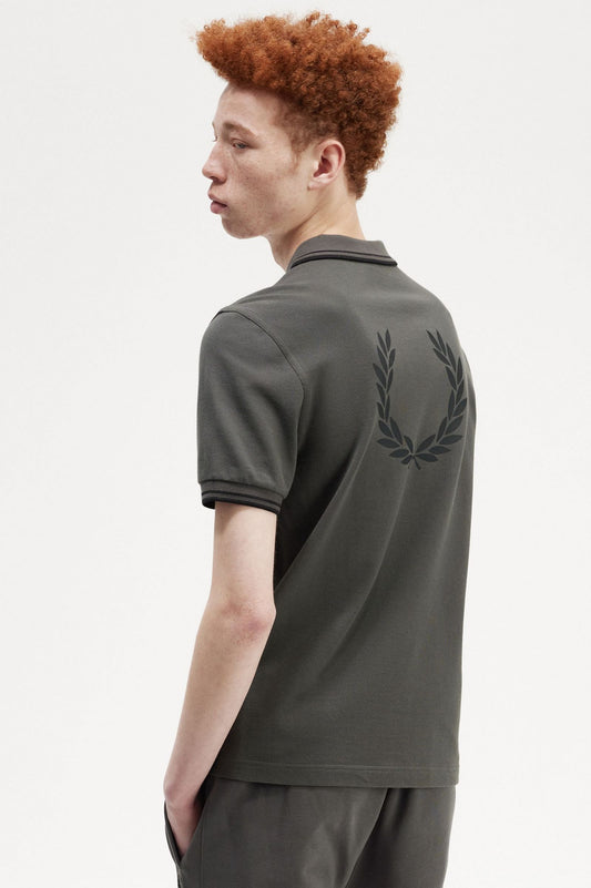 Fred Perry Back Graphic Polo Shirt Gun Metal
