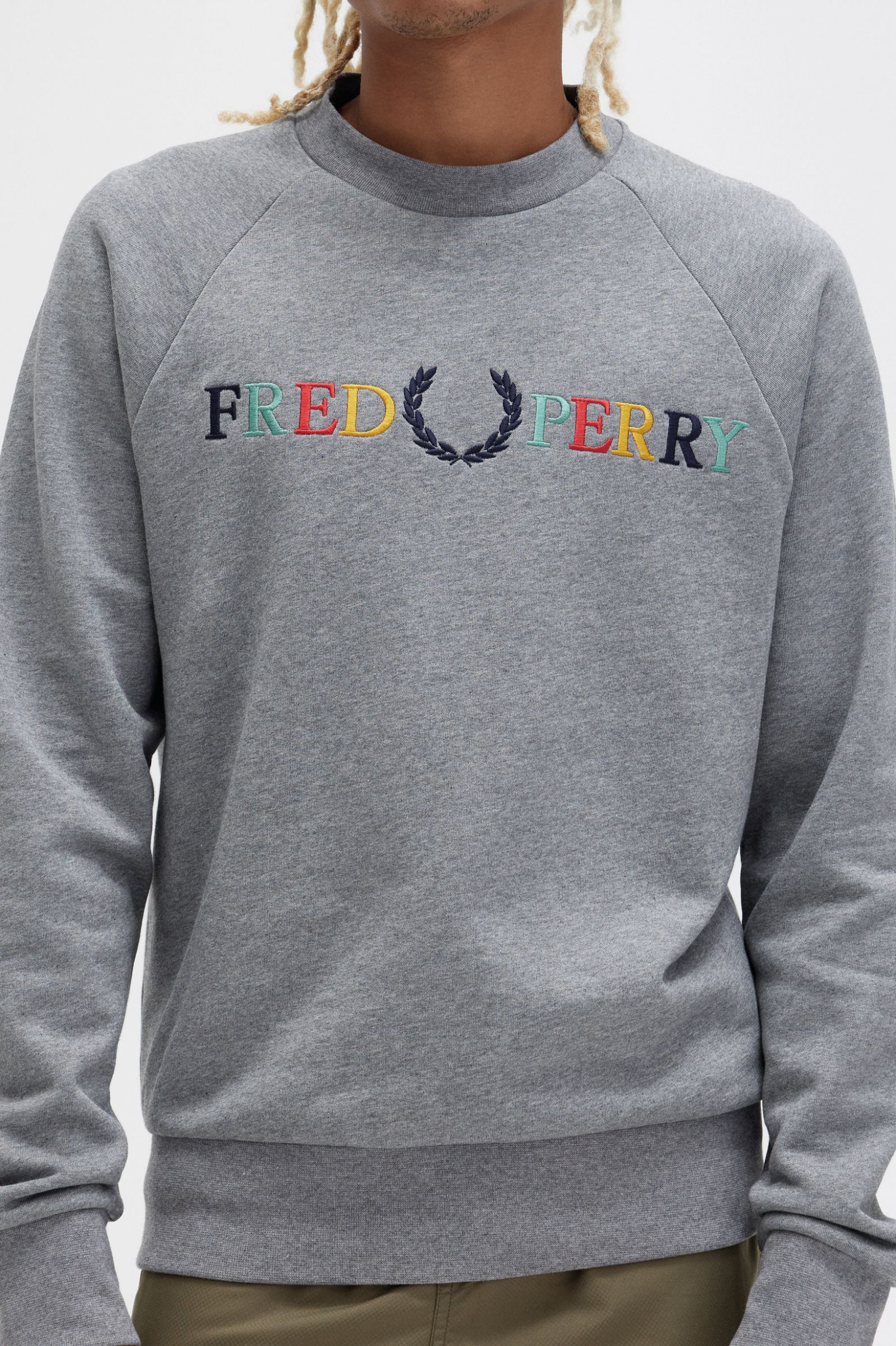 Fred Perry Embroidered Sweatshirt Grey Marl – Kingpin