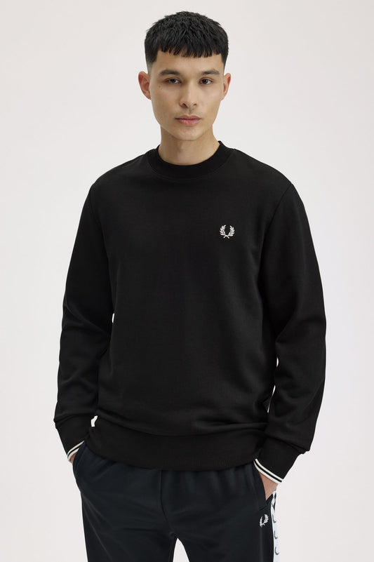 Fred Perry Crew Neck Sweatshirt Black / White / White
