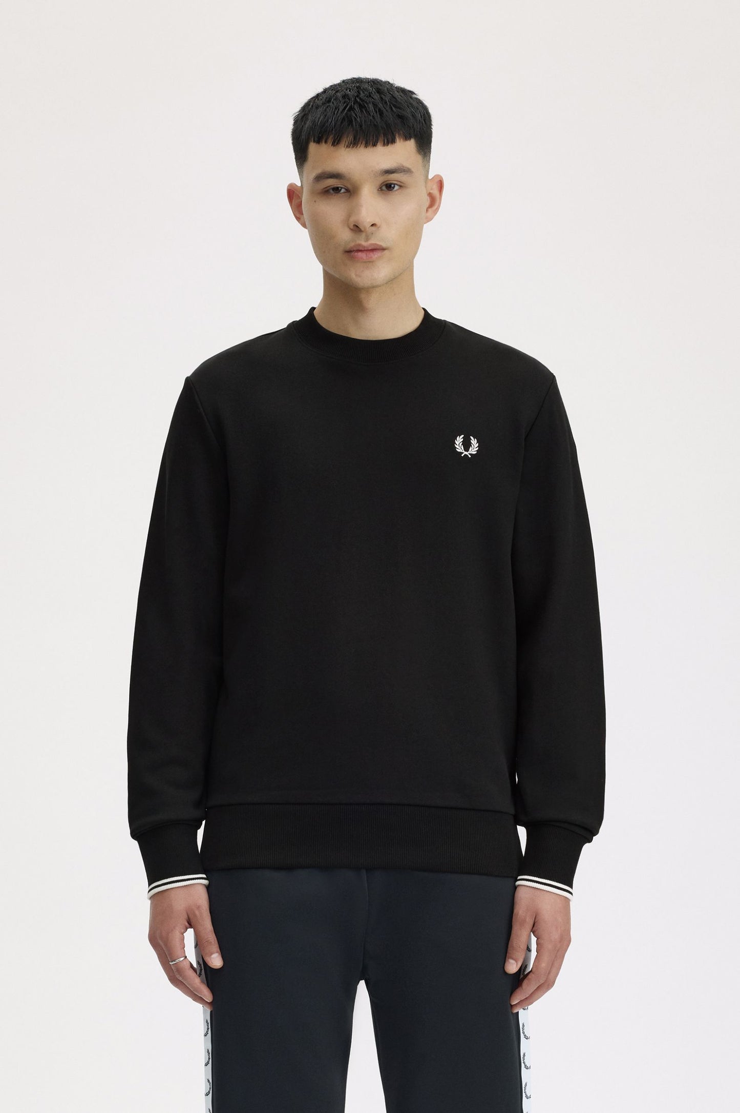 Fred Perry Crew Neck Sweatshirt Black / White / White