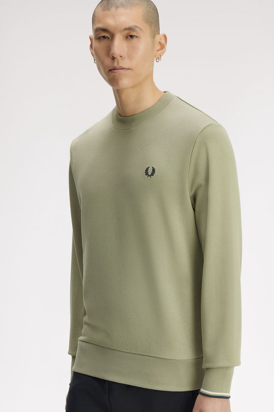 Fred Perry Crew Neck Sweatshirt Ecru / Seagrass / Dark Airforce