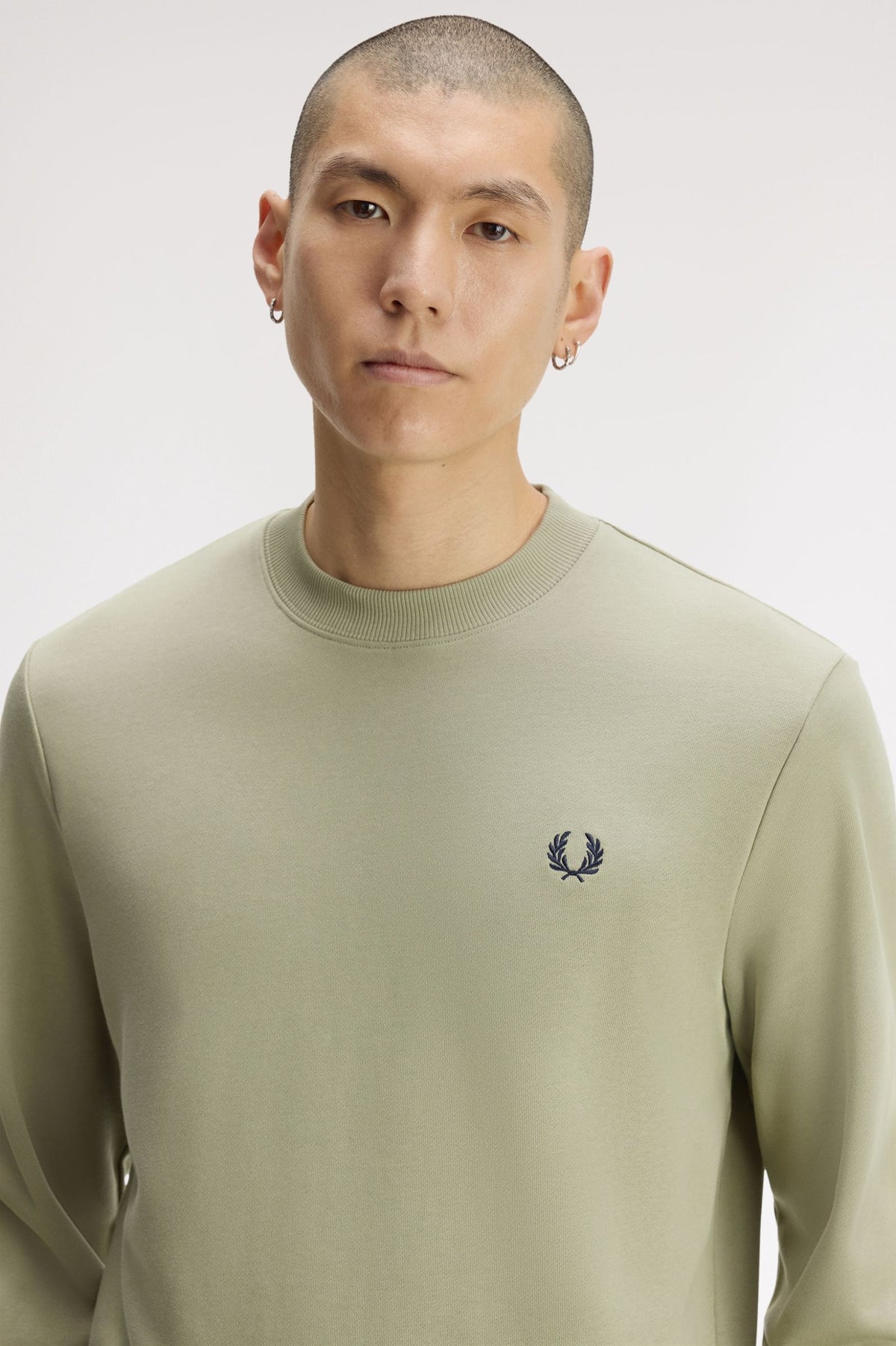 Fred Perry Crew Neck Sweatshirt Ecru / Seagrass / Dark Airforce