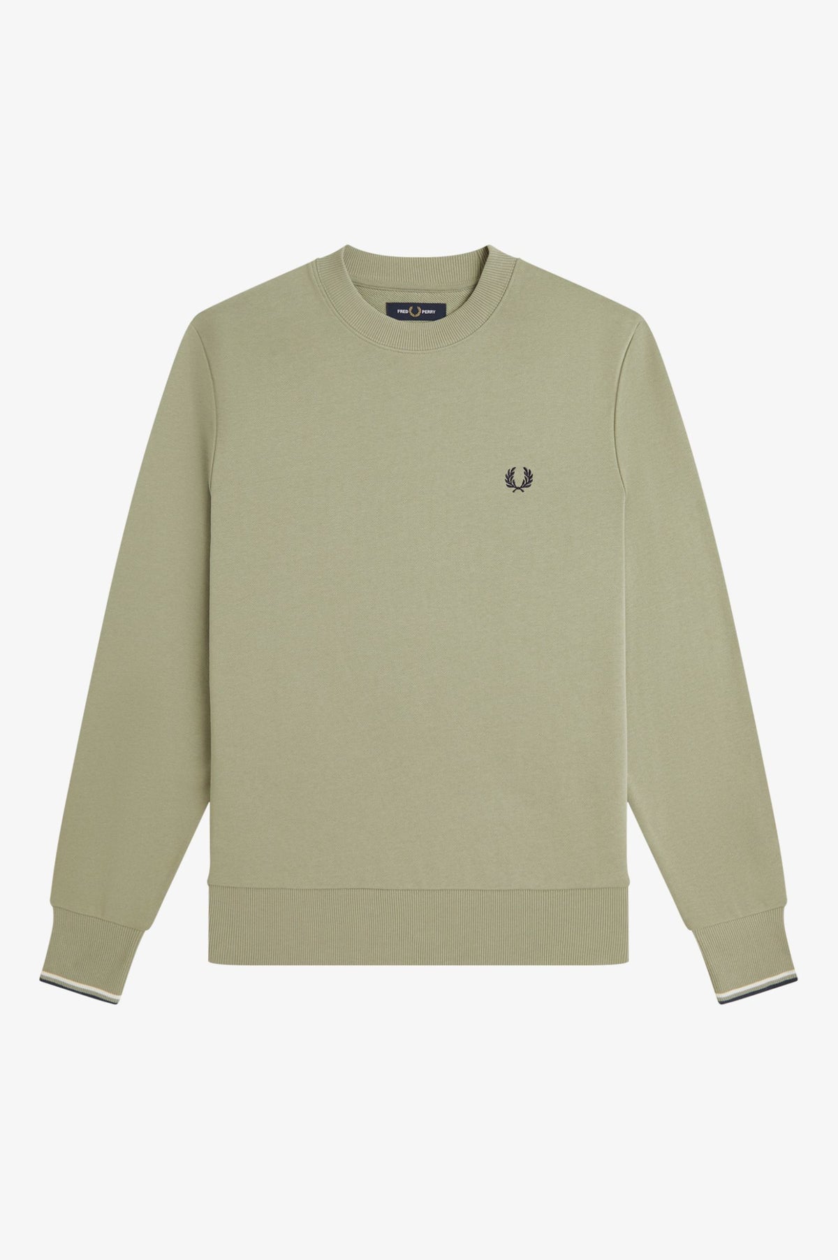 Fred Perry Crew Neck Sweatshirt Ecru / Seagrass / Dark Airforce