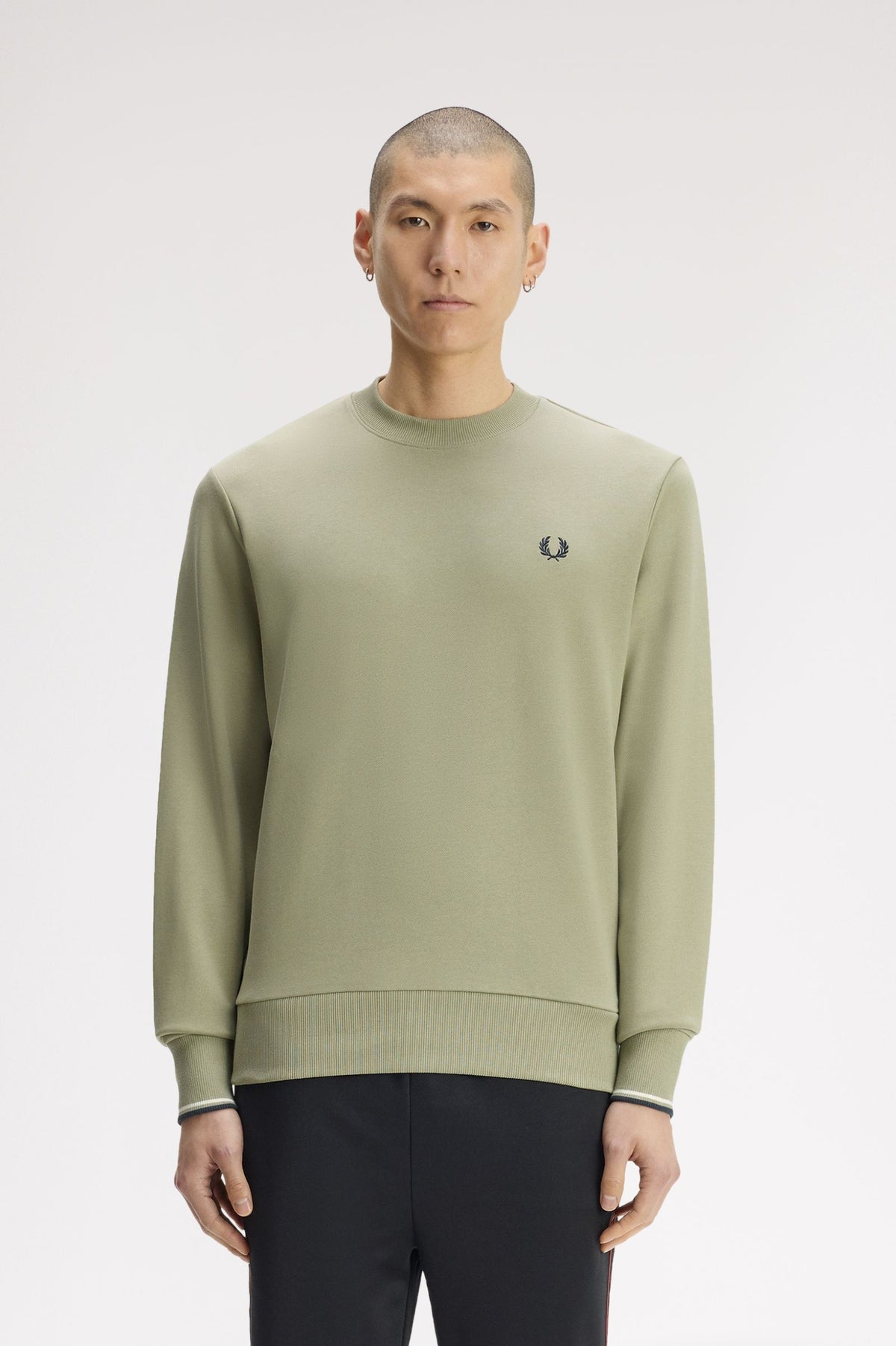 Fred Perry Crew Neck Sweatshirt Ecru / Seagrass / Dark Airforce