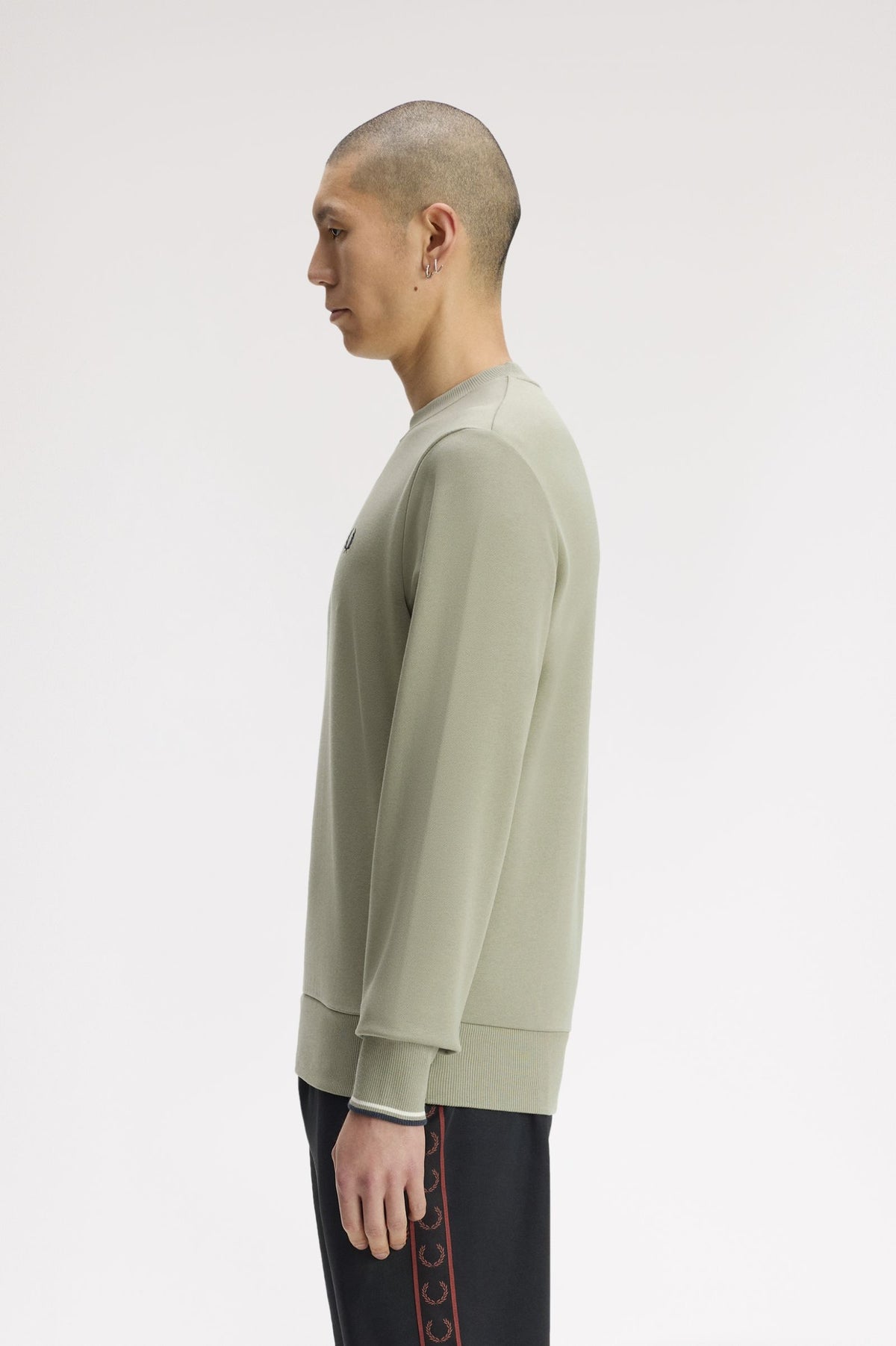 Fred Perry Crew Neck Sweatshirt Ecru / Seagrass / Dark Airforce