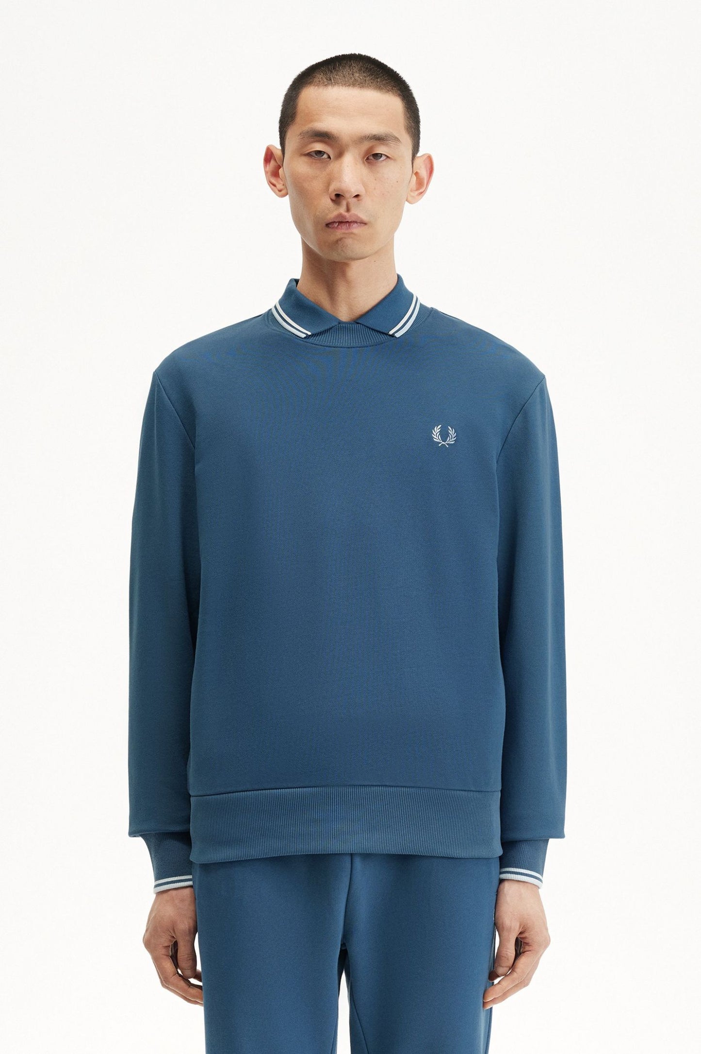 Fred Perry Crew Neck Sweatshirt Midnight Blue / Light Ice