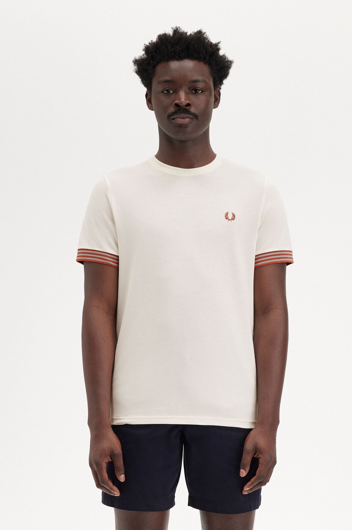 Fred Perry Striped Cuff T-Shirt Light Ecru
