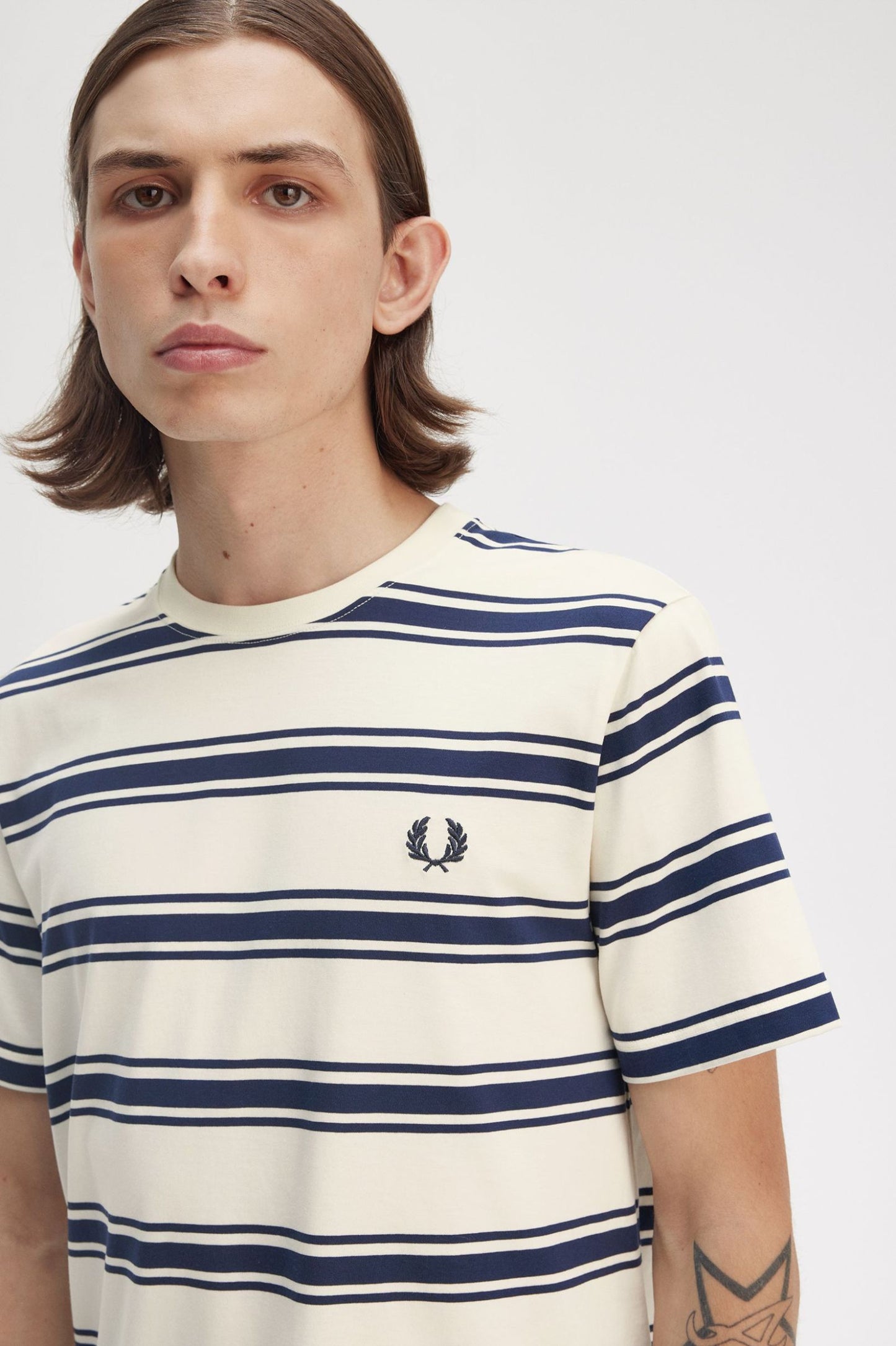 Fred Perry Fine Stripe T-Shirt Ecru