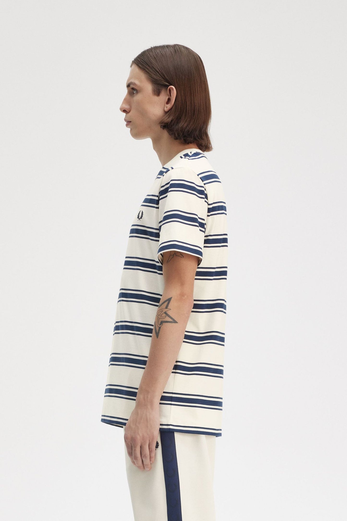 Fred Perry Fine Stripe T-Shirt Ecru