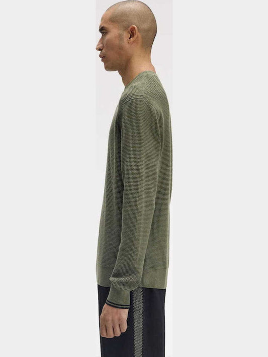 Fred Perry Waffle Stitch Jumper Lauren Wreath Green
