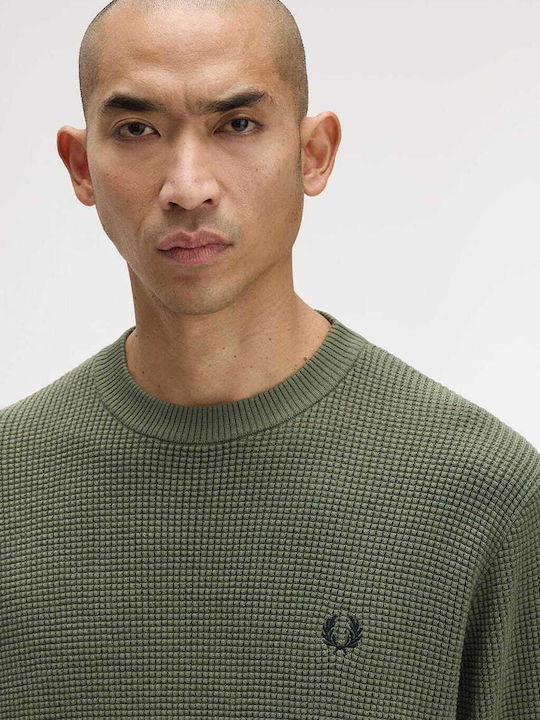 Fred Perry Waffle Stitch Jumper Lauren Wreath Green