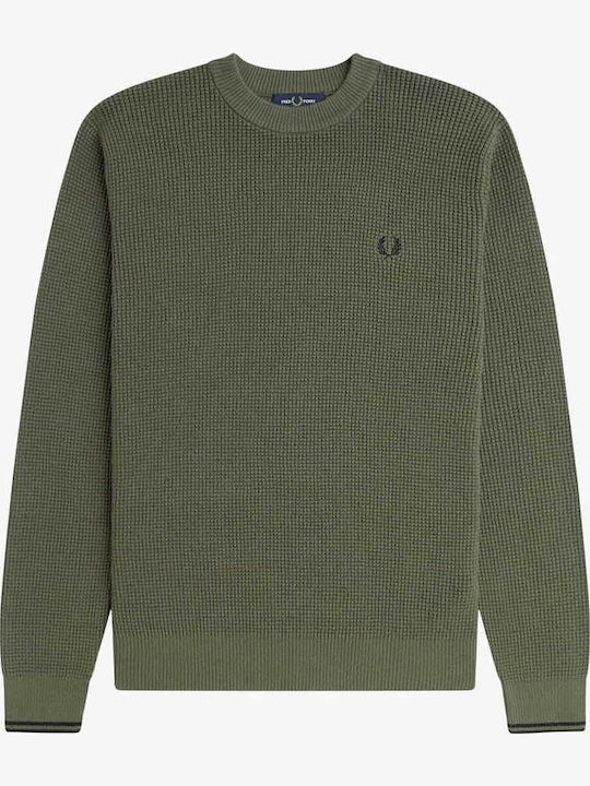 Fred Perry Waffle Stitch Jumper Lauren Wreath Green