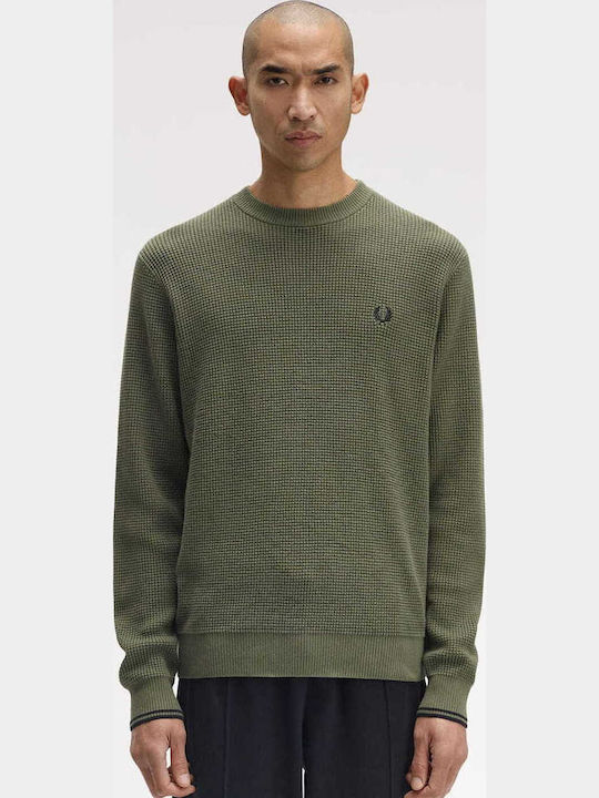 Fred Perry Waffle Stitch Jumper Lauren Wreath Green