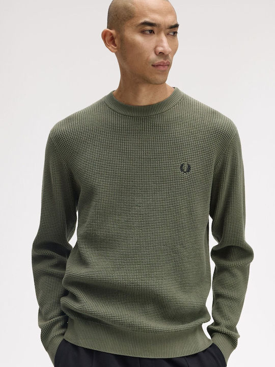 Fred Perry Waffle Stitch Jumper Lauren Wreath Green
