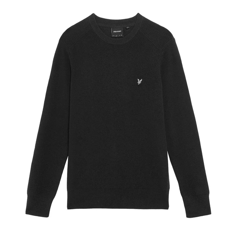 Lyle & Scott ribbed crew neck sweater Black