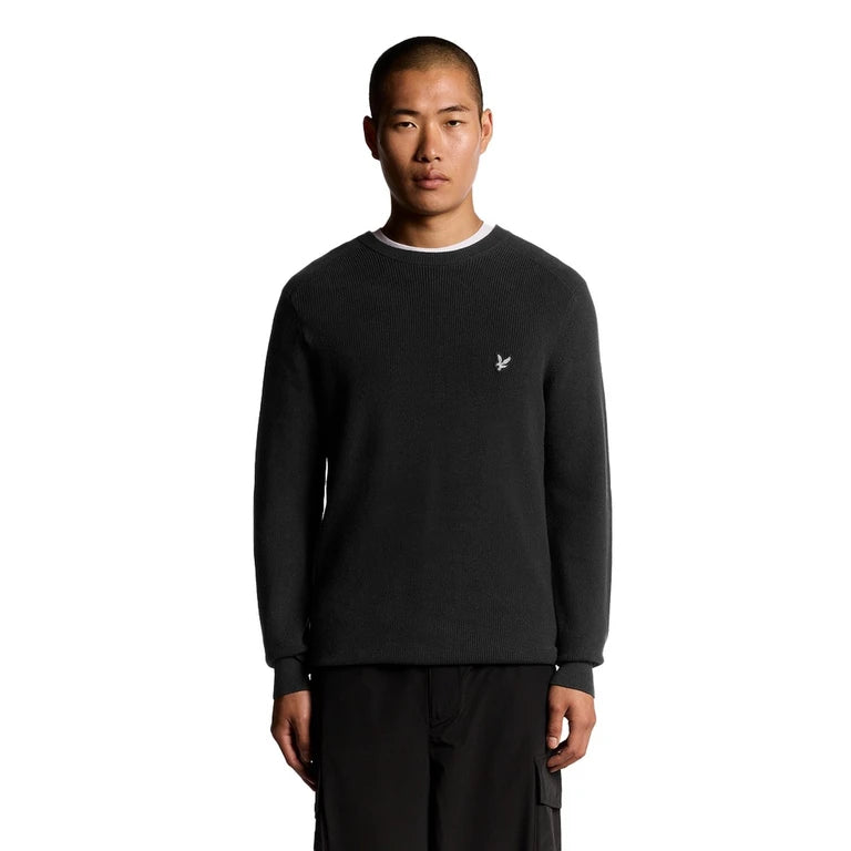 Lyle & Scott ribbed crew neck sweater Black