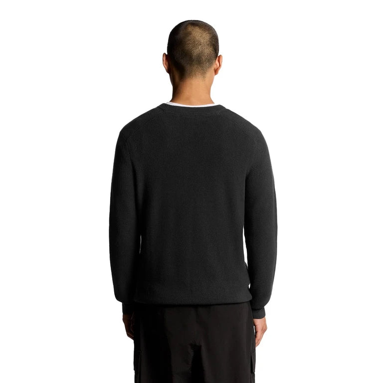 Lyle & Scott ribbed crew neck sweater Black