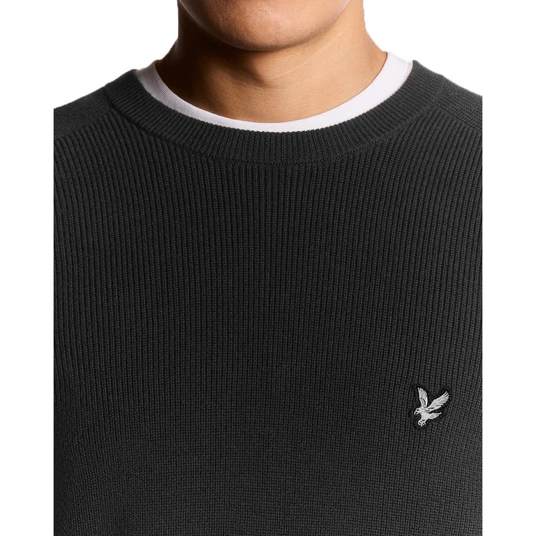 Lyle & Scott ribbed crew neck sweater Black