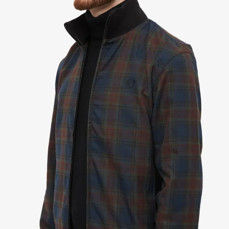 Fred Perry Tartan Zip Through Jacket French Navy