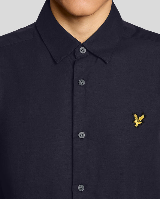 Lyle & Scott Short Sleeve Linen Blend Shirt Navy