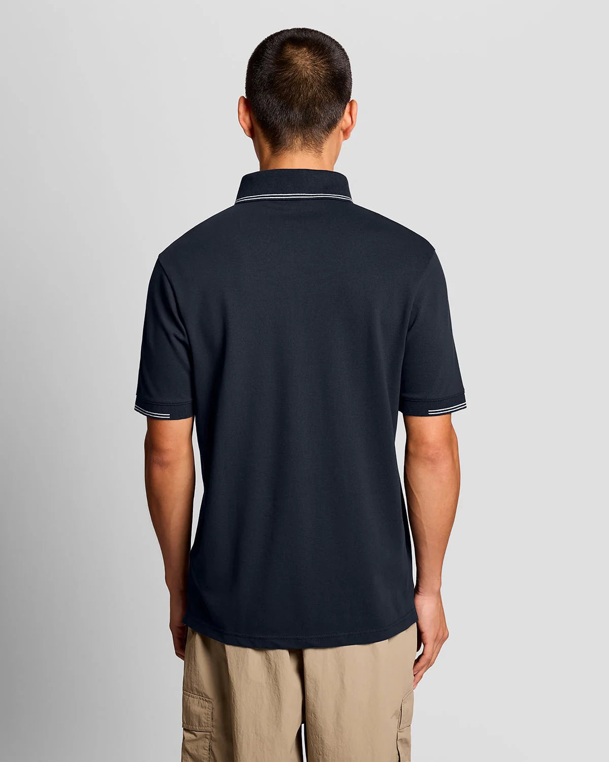 Lyle & Scott Fine Cotton Tipped Polo Shirt Dark Navy/ Chalk Blue
