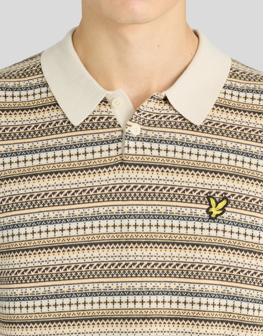 Lyle & Scott Fair Isle Knitted Polo Shirt Cove